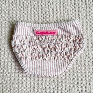 Ruffle Butts Pink & White Seersucker Swim Bottoms